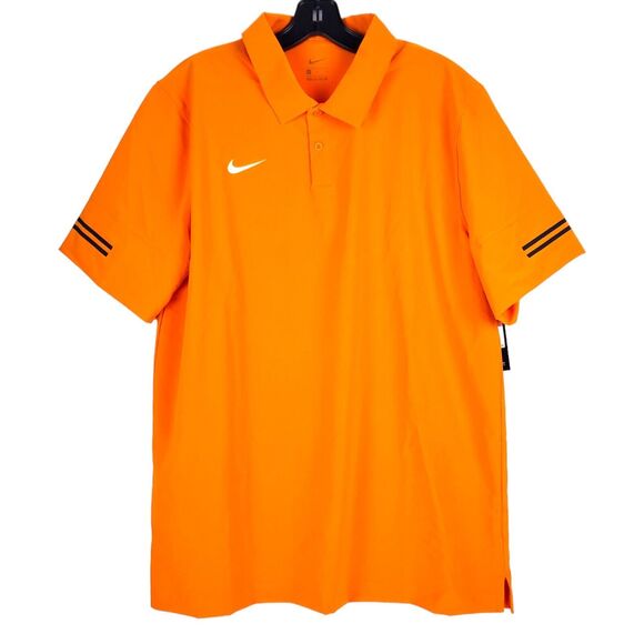 NIKE FLEX Polo Shirt Mens Large Yellow Swoosh Stripe Football Outdoor Athleisure - Picture 1 of 8